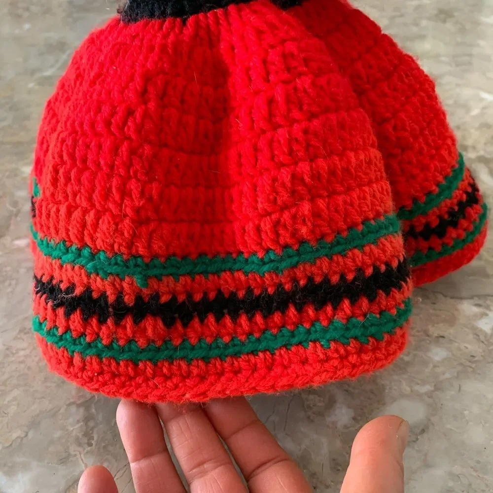 Vintage doll with hand knitted clothes, adorable, rare find, size 13 in